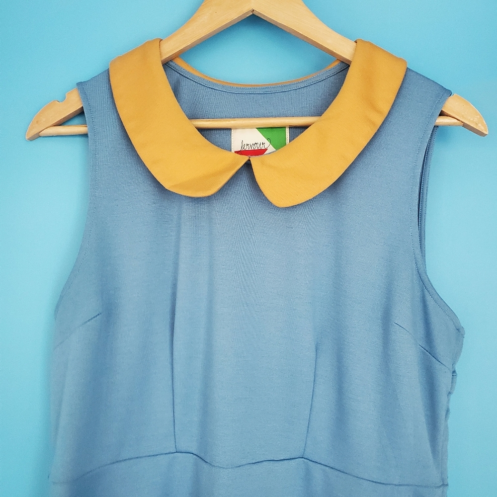 VINTAGE Forever 21 Midi Dress Large Blue Sleeveless - Picture 2 of 7